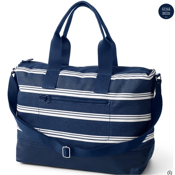 Lands End Print Canvas Weekender Duffle Bag - Picture 2 of 4